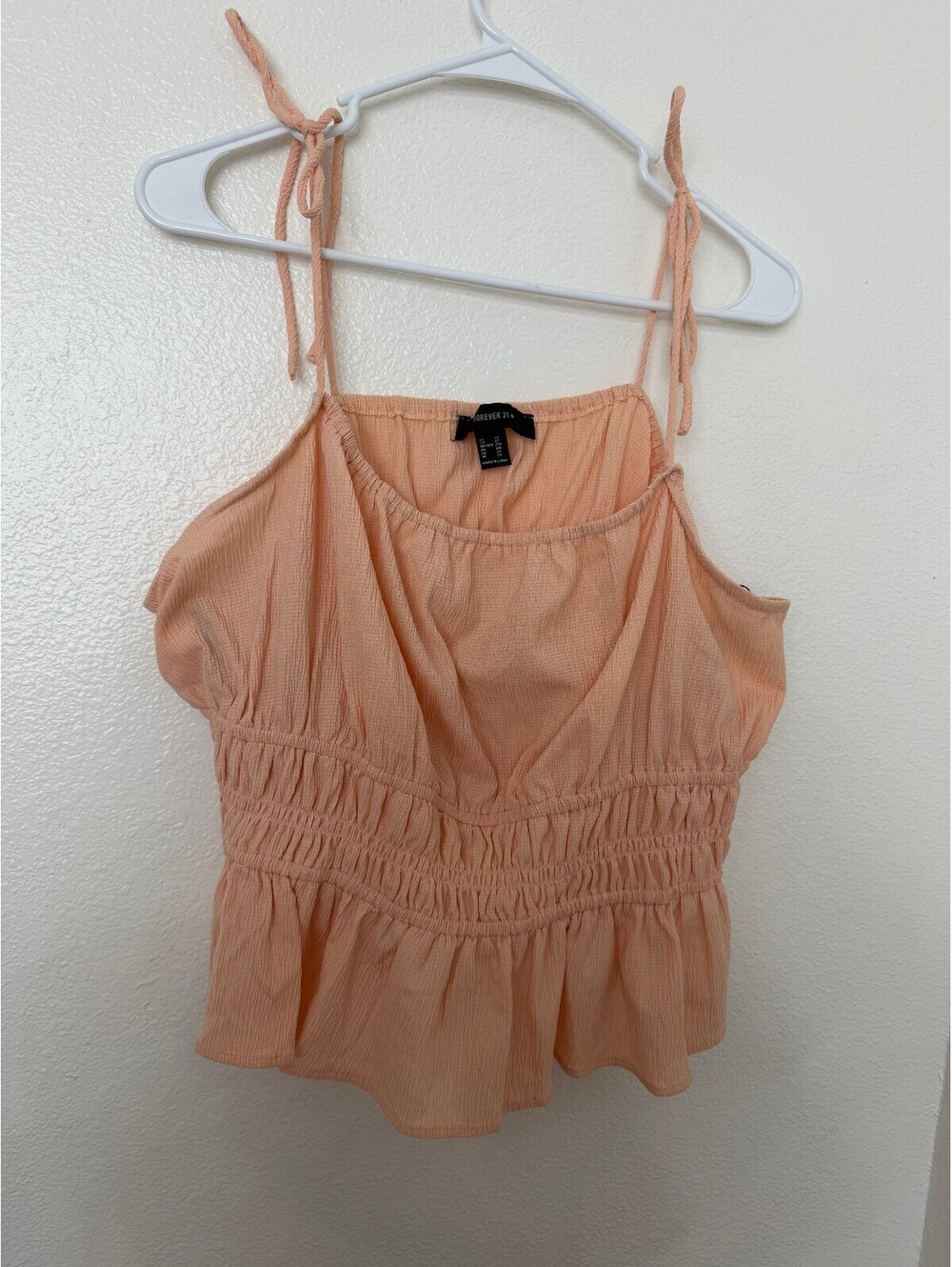 Forever 21 Plus Peach Tie-Strap Peplum Tank Top Size 2X